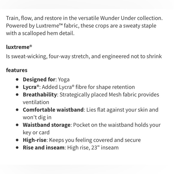 Like New Lululemon Wunder Under High-Rise Crop Scallop - Picture 5 of 13